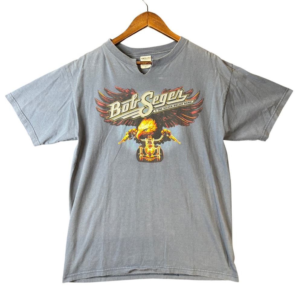 Vintage Bob Seger Silver Bullet Band 2006-2007 Tour T-Shirt Blue Mens L Y2K